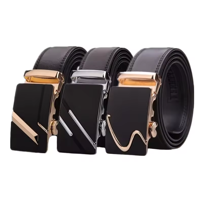 Lqbelt Factory Men's Leather Belt Automatic Buckle Belts For Men Stock Ratchet Belt Wholesale Factory Fast Shipping