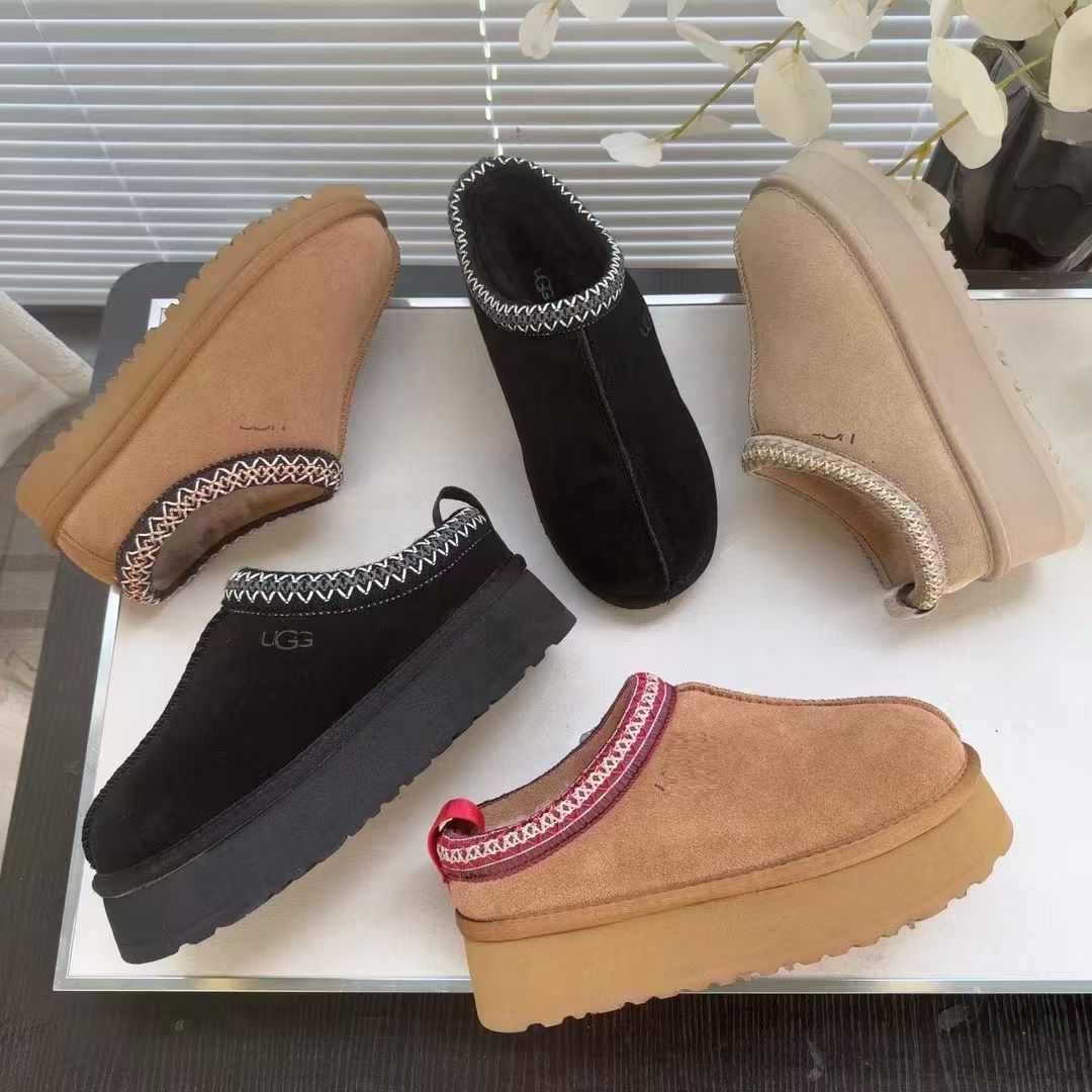 Tasman Natural Sheep Fur Integrated Snow Boots Luxury Brand Warm Heightening Shoes Tazz Boot Designer Lady Fur Slippers