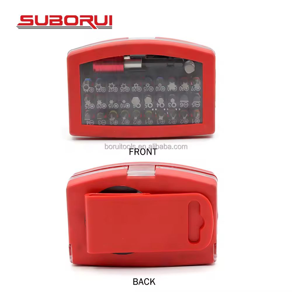 Suborui Precision Hot Sale Magnetic 32PCS SL3 SL4 H5 H6 Screwdriver Tool Bits Set with Quick Release and Adaptor