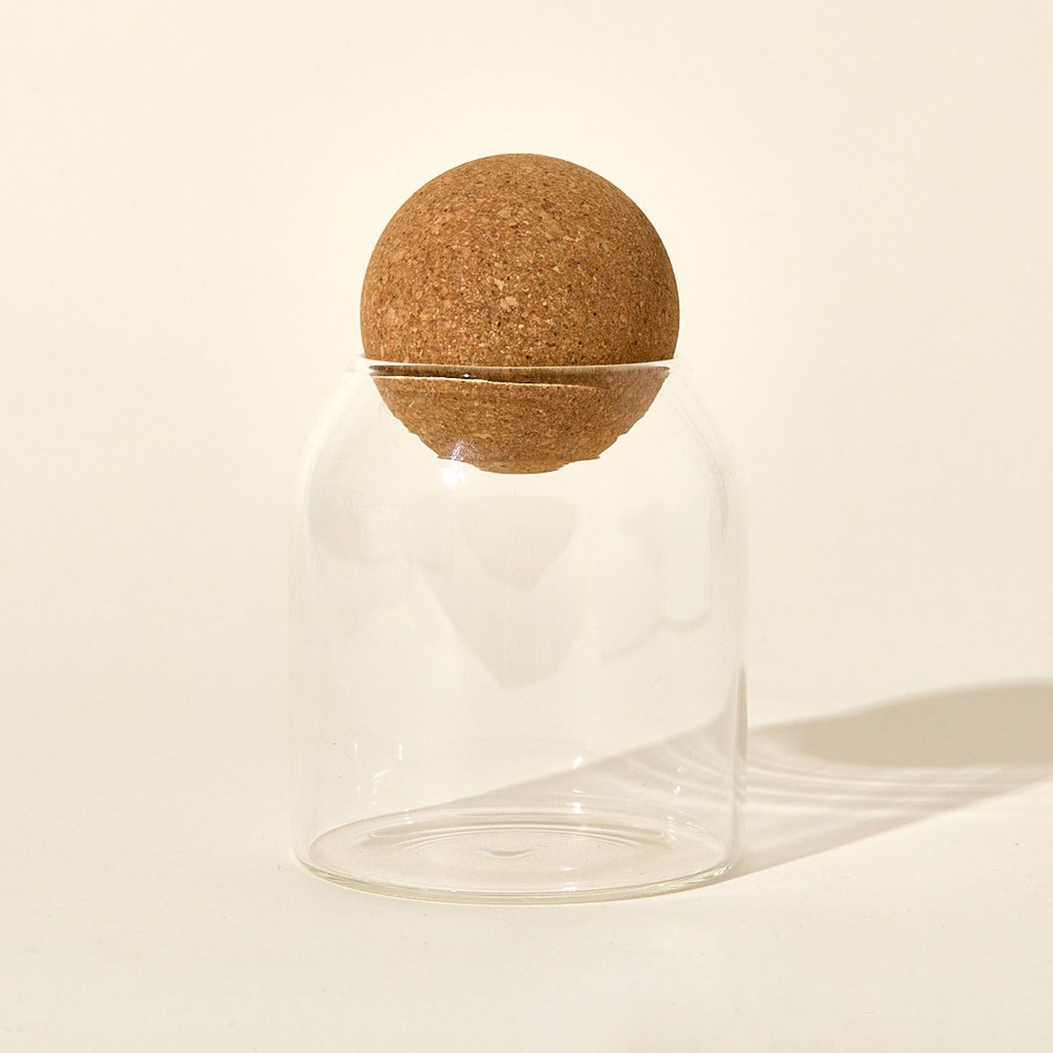 500ml/1000ml/1300ml Clear Glass Canisters with Cork Ball, Cute Decorative Round Glass Bottles with Airtight Wooden Lid Glass Candle Jar