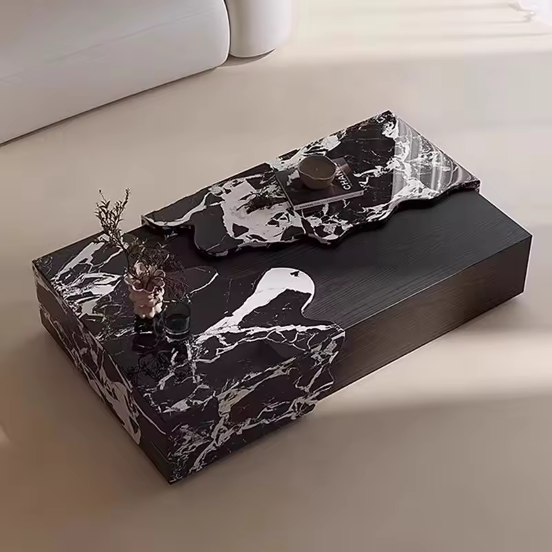 Luxury Original Designer Art Creative High Sense Luxury Stone Rectangular Marble Coffee Table Modern For Living Room Furniture