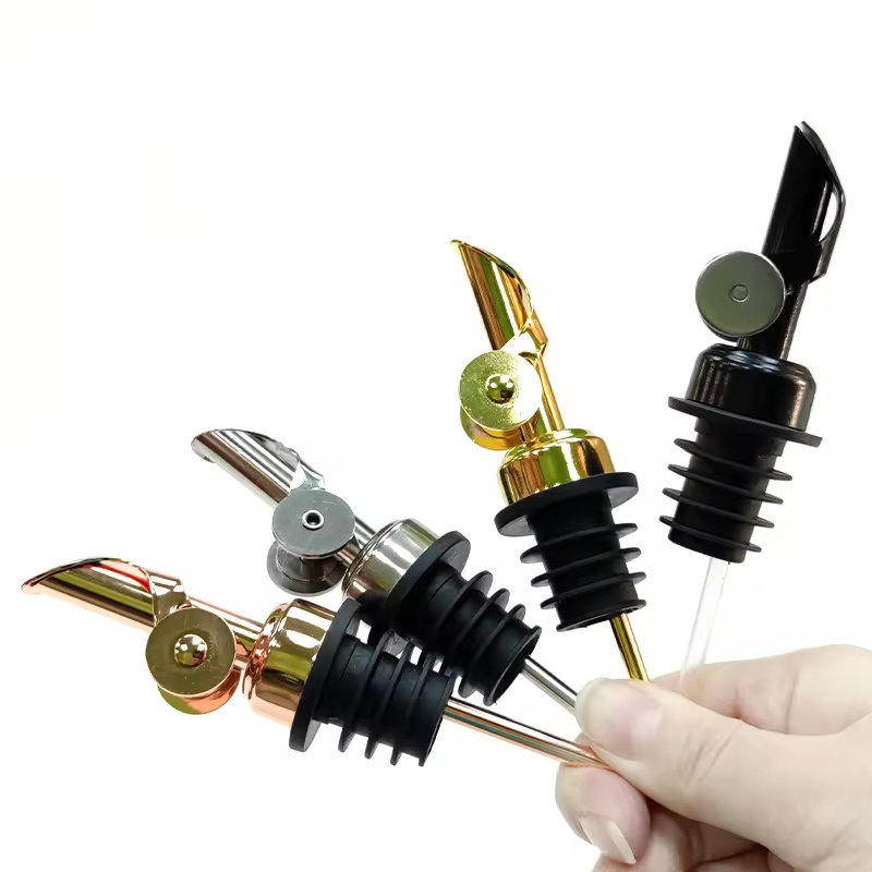 Professional Club Bar Party Home Kitchen Stainless Steel Silver Rose Gold Copper Black Olive Oil Vinegar Wine Bottle Liquor Whiskey Cork Spout Pourer