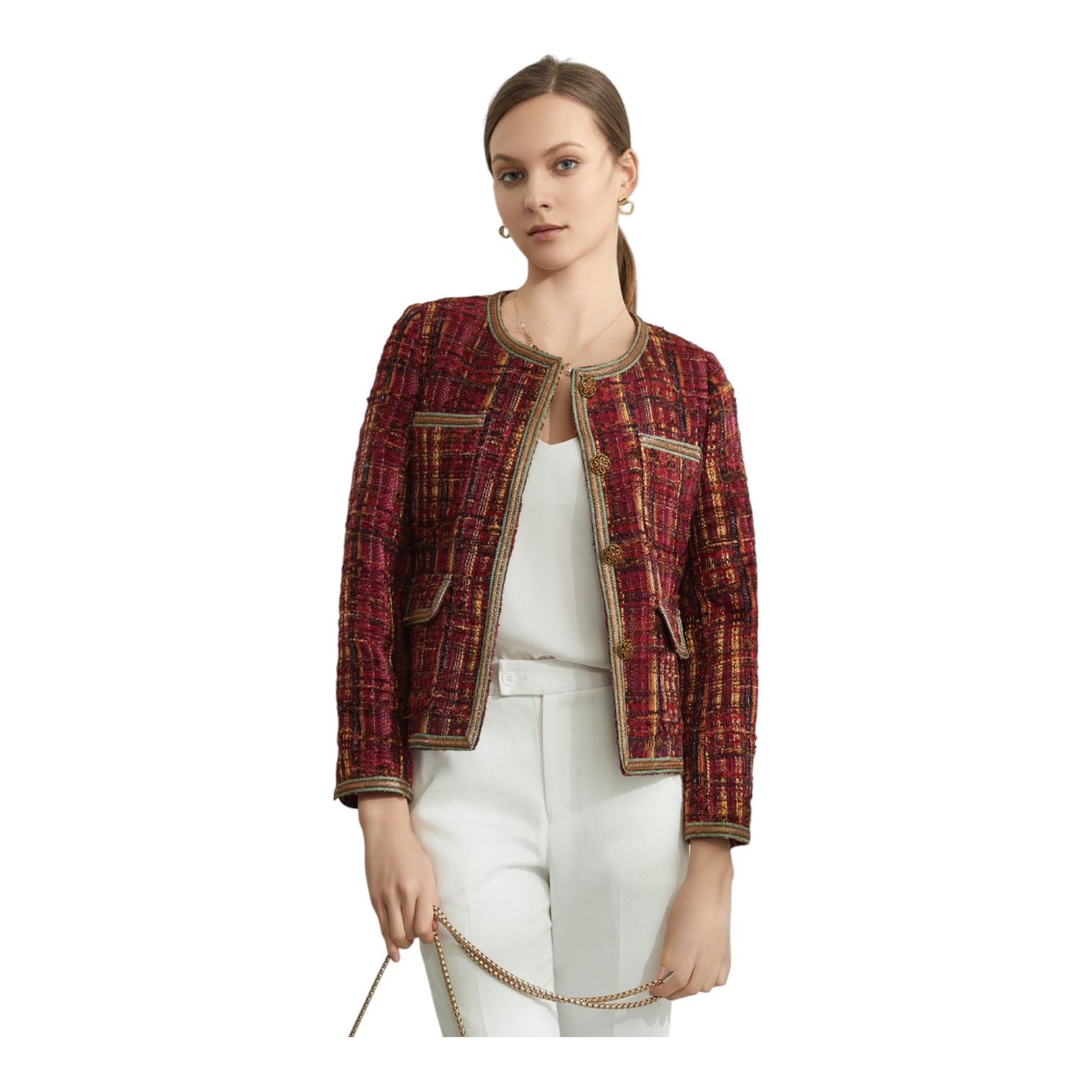 Minimalist Monochrome Style for a Sleek and Timeless Look Women Tweed Jacket