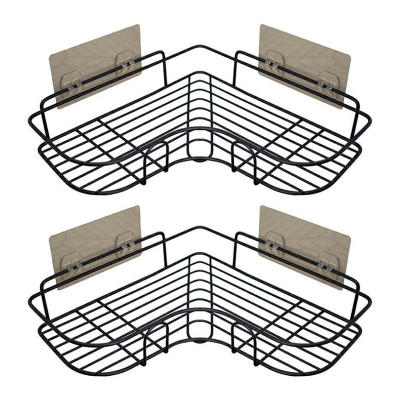 Kitchen Corner Shelf Tripod Rack Adhesive Bathroom Wall Mounted No Drilling Storage