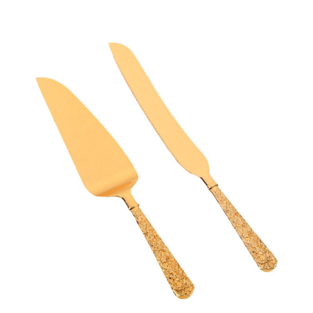 Gold Cake Knife and Server Set, Wedding Cake Cutting Utensils Mi24989