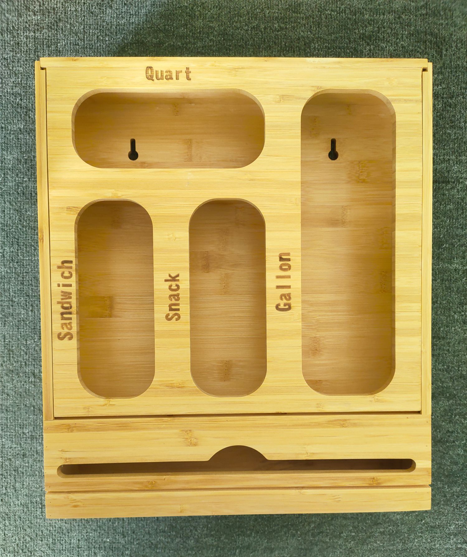 Bamboo Wax/Plastic/Foil Dispenser Ziplock Bag Storage Organizer for Kitchen Drawer