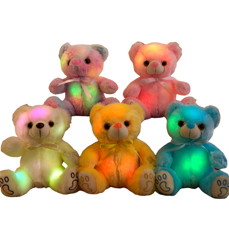 Custom Rainbow Colorful Tie-dye Plush Toy Stuffed Animals Teddy Bear Led Night Light Up Plush Toy Plush Manufacture