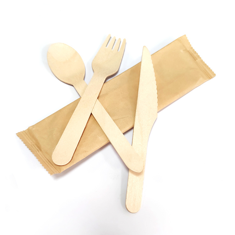 Factory Price Birch Raw Material Wooden 16cm Cutlery Set