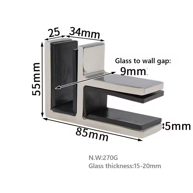 High Quality Balustrade Stair Handrail Glass Fitting 304 316 Clamp Glass Holder 15-20mm Glass Clamp