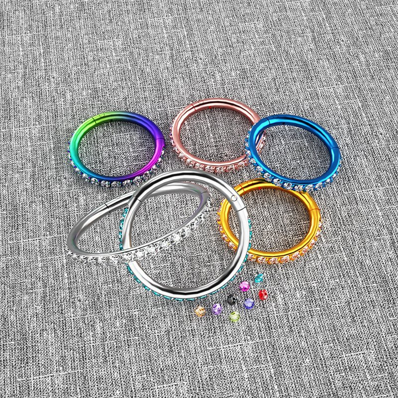 Hot Selling 316L Surgical Steel Paved 5A Zirconia Hinged Segment Ring Body Piercing