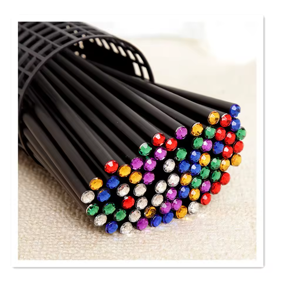 Diamond Pencils Promotional Gift Children's Pencil With Diamond Blackwood Hb Pencil Factory Wholesale Custom Logo Creative Black