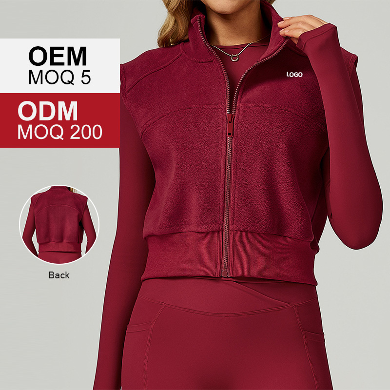 High Collar Autumn and Winter Plus Velvet Vest Sleeveless Outer Wear Zipper Sports Vest Outdoor Running Sports Top Activewear