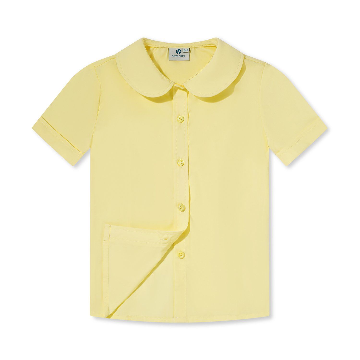 Hot Selling Children Girls Yellow School Uniform Shirts Summer Short Sleeve Blouse