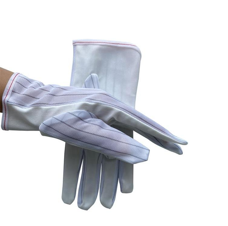 China Professional Manufacturer White Assembly Work Use ESD PU Striped Gloves