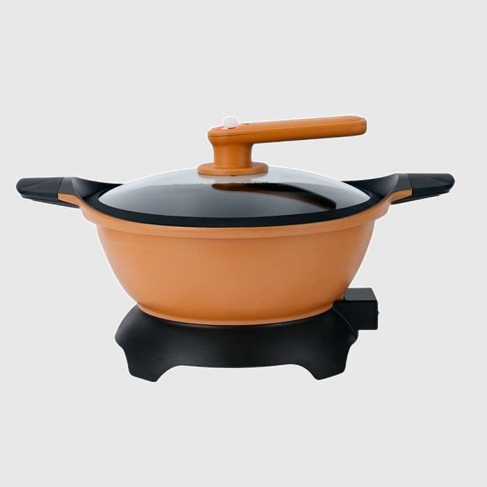 Multi-Functional Aluminium Cookware Pots Electric Non Stick Wok with Pressure Lid