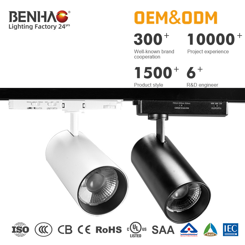 Factory Wholesale High Quality LED Die-Cast Aluminum Black/White Smart Home Dimmable Adjustable 18W 220V Interior LED-Light-Bulbs Track Spot Light