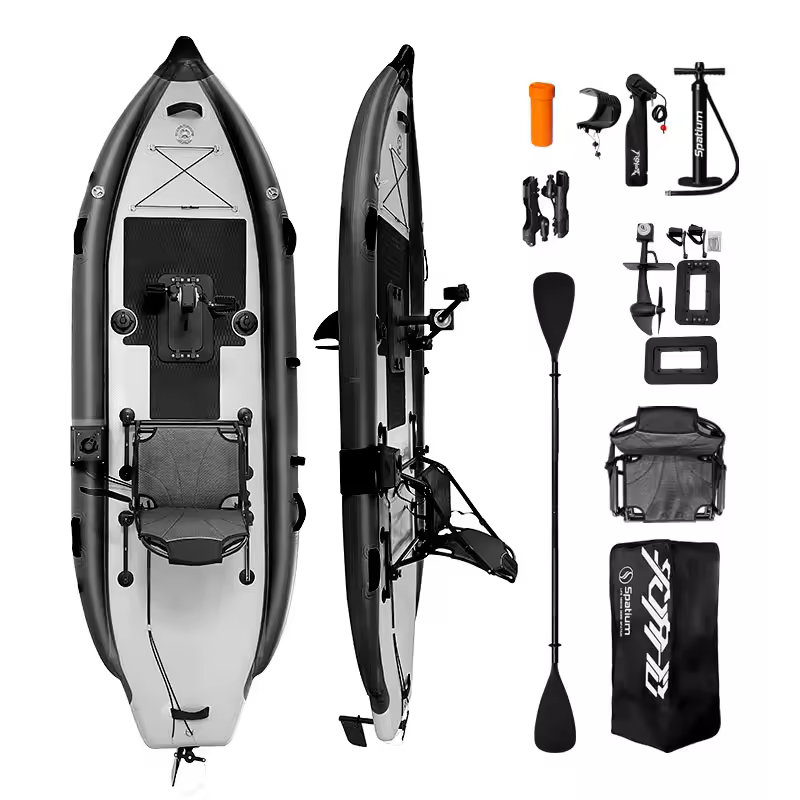 Spatium 2025 New Arrival Single Seat Inflatable Pedal Kayak 1 Person Hands Free Foot Pedal Fishing Kayak Pedal Boat For Sale