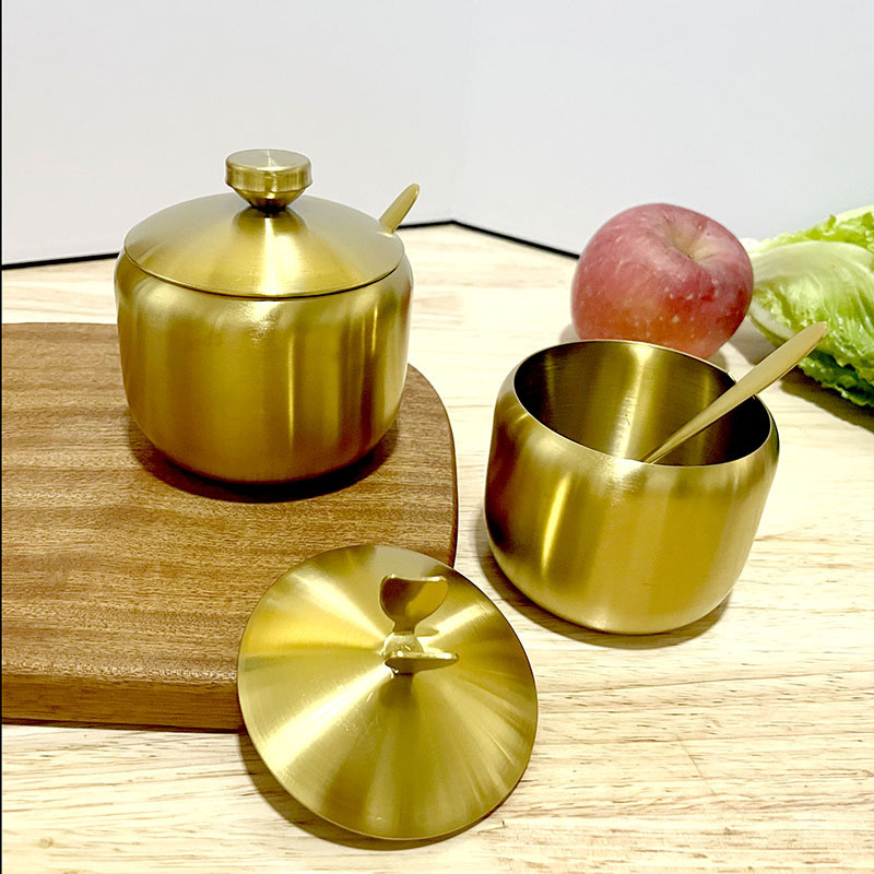 Stainless Steel Canisters Kitchen Jars Seasoning Jar with Lid Pepper Organizers Salt Jars