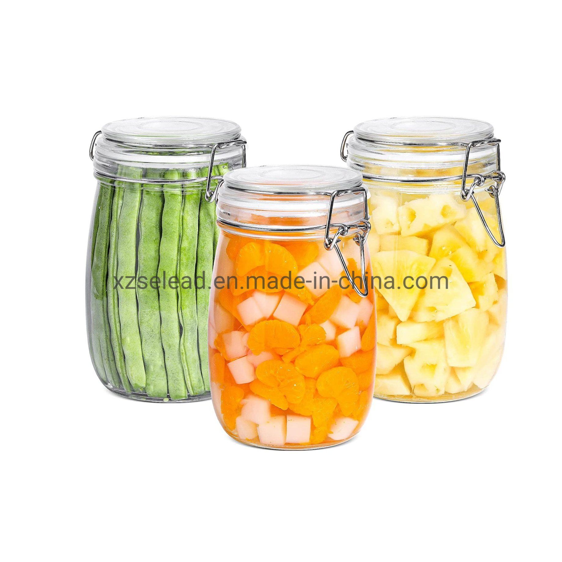 Glass Kitchen Storage Canister Mason Jars with Lids Airtight Glass Canister with Hinged Lid