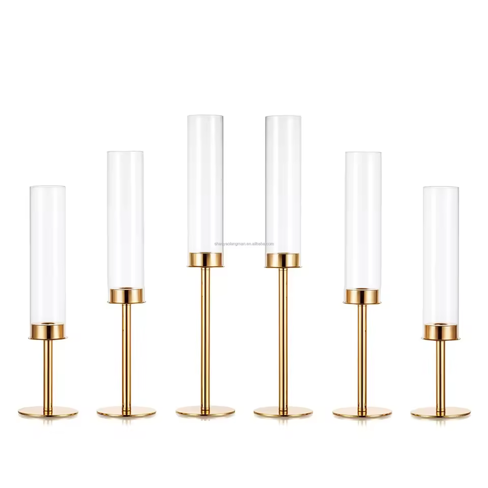 Luxury Modern Gold Glass Votive Candle Holder For Home Decoration Wedding Graduation Table Settings