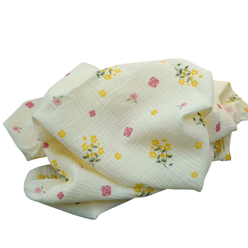 Cheap Bulk Custom Printed 100% Cotton Muslin Fabric Double Gauze Crepe Crinkle Cotton Fabric for Baby Clothes & Home Textile
