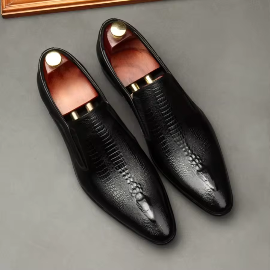 2025 New Trend Men's Black Loafers Elegant British Authentic Genuine Leather Dress Shoes For Weddings And Parties