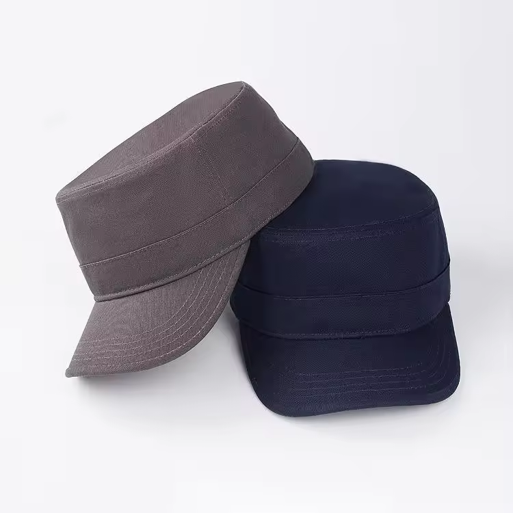 Wholesale Blank Plain Mens Caps Promotional Custom Cotton Twill Black Latest Flat Top Baseball Cap