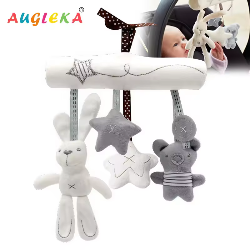 Cute Bunny Baby Crib Hanging Toy Bed Wrapped Around Safety Seat Pendant Plush Baby Toy