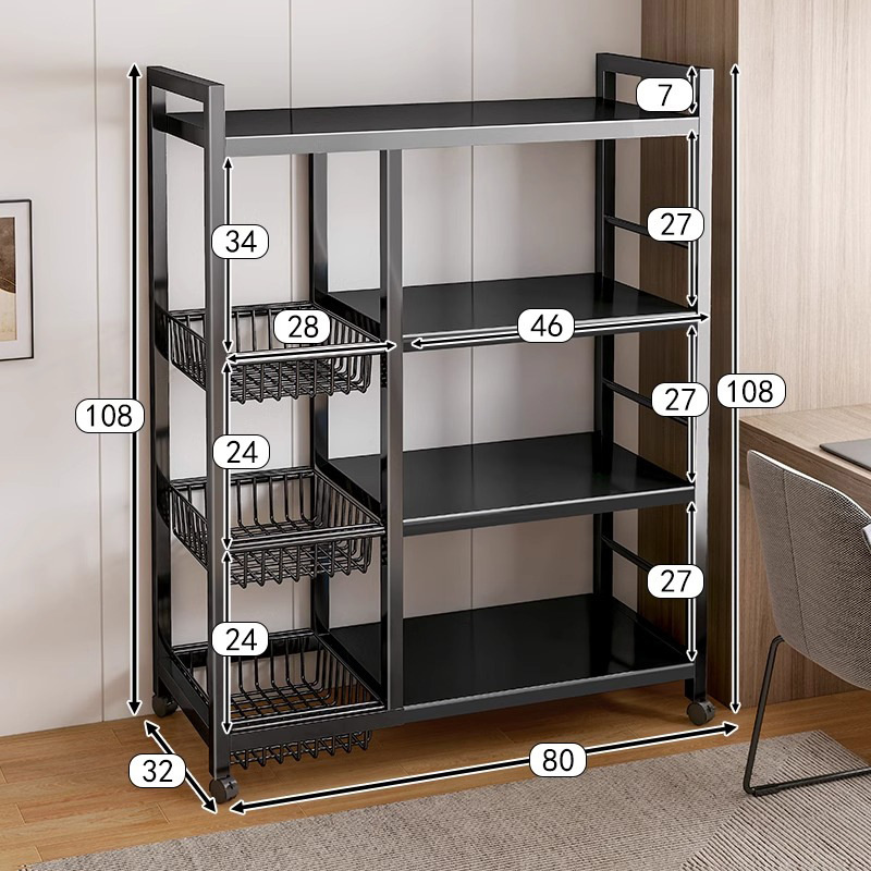 Factory-Direct Multi-Functional No-Drilling Floor-Standing Multi-Tier Kitchen Storage Rack