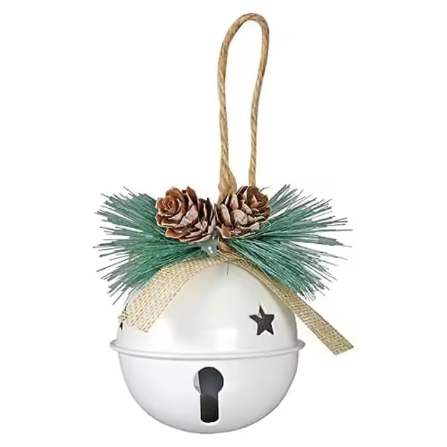Farmhouse Christmas Ornament Rustic Metal Hanging Christmas Bell Jingle Bells With Handle For Indoor Decor