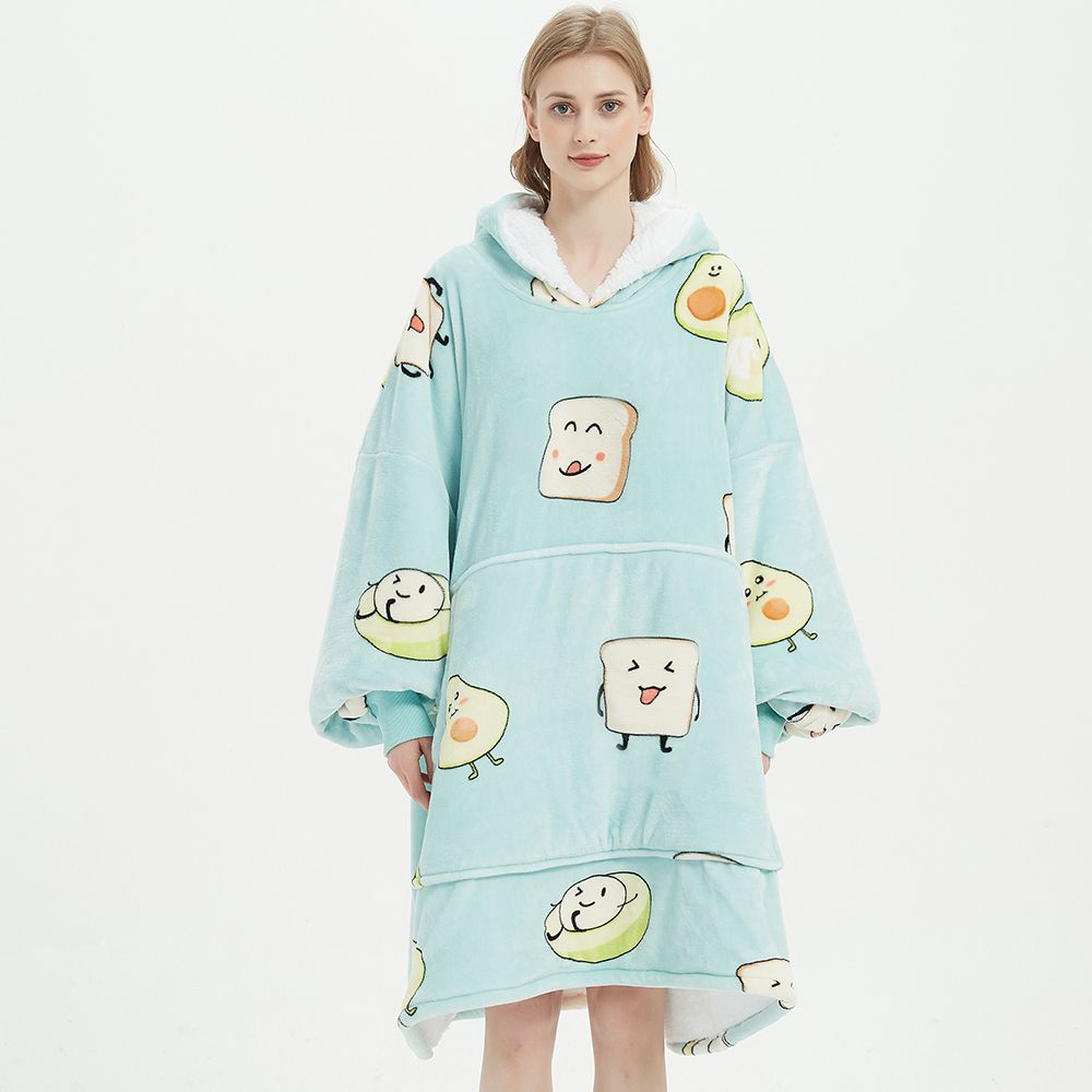 Low MOQ Wearable Blanket Hooded Blanket Fits All with Sleeves Fleece Oversized Sweatshirt