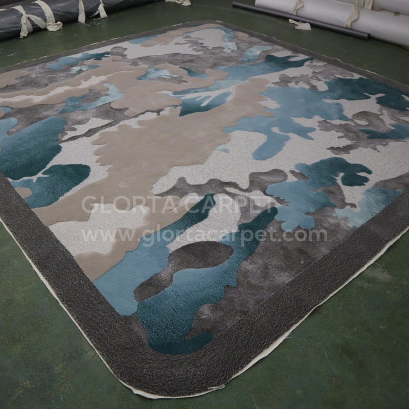 Anti Stain Latest Collection Design Handmade Green and Grey Living Room Abstract Vintage Carpet