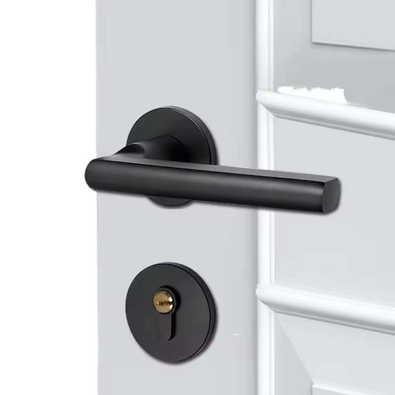2025 Newly Design Low Moq Simple Style Mute Security Door Handle Lock For Wooden Bedroom Door