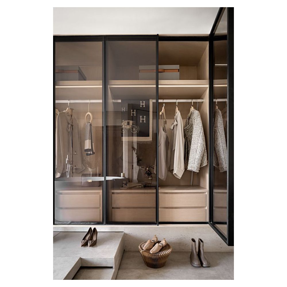 Wardrobe Hotel Solid Wood Plywood Board Home-Furniture Bedroom Reflective Storage Closet