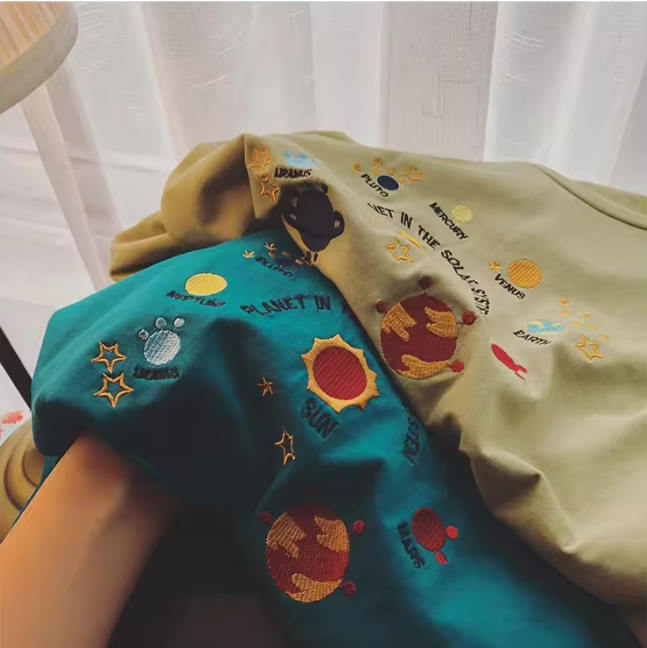 Factory Direct Sale 100% Cotton Street Wear Hip Pop Crewneck Men Summer Casual Embroidery Tshirt