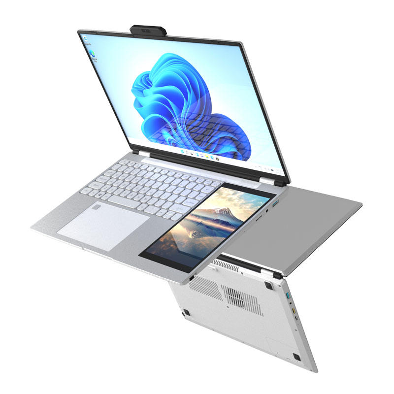 Customized Private Label 2025 New 15.6inch+7inch Double Monitor Intel N100 Backlit Keyboard Dual Screen Touch Office Home Laptop