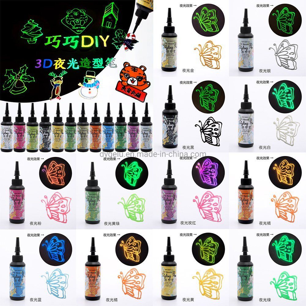 Qiaoqiaodiy Design 10ml Ultraviolet Curing 12 Color Luminous Liquid Glue DIY Jewelry Making UV Resin Glue for Handmade Crafts