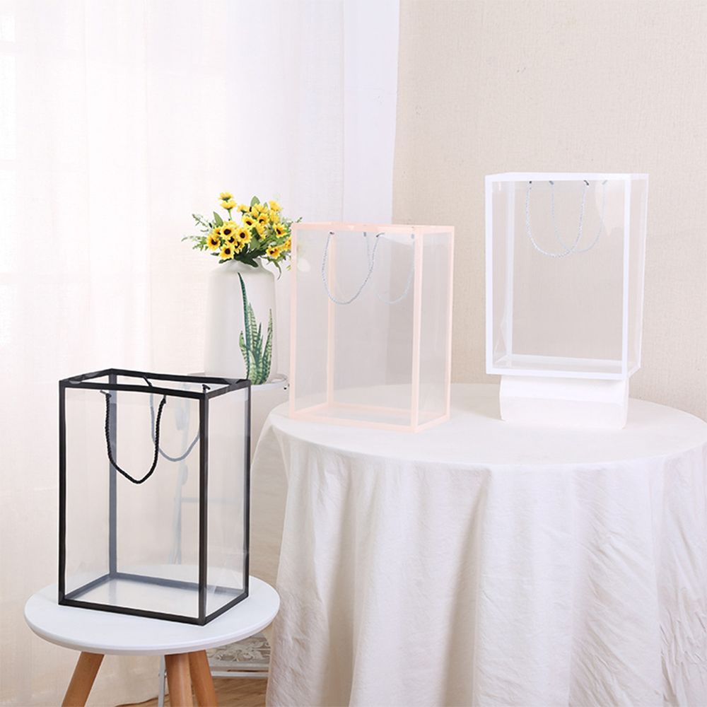 Gift Wrap Plastic Clear Flower Hand Transparent PVC Portable Bag