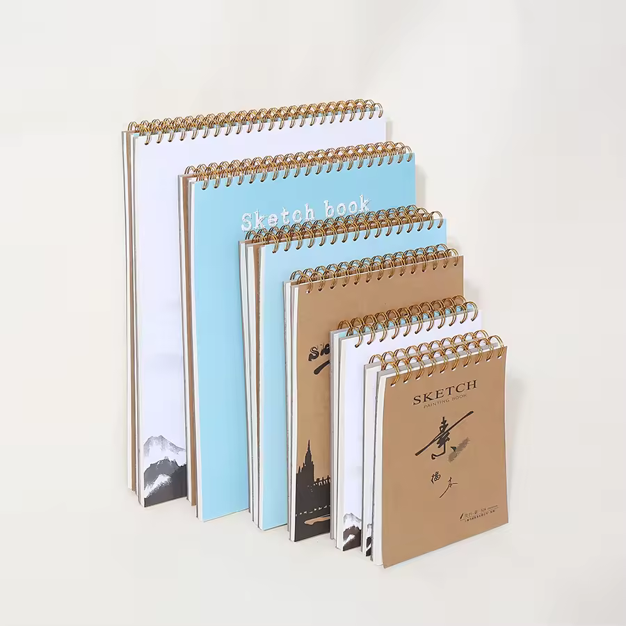 60 Sheets Thicken Paper Hardcover Sketchbook Oem Odm Portable A3 A4 A5 Wire Bound Kraft Sketchbooks