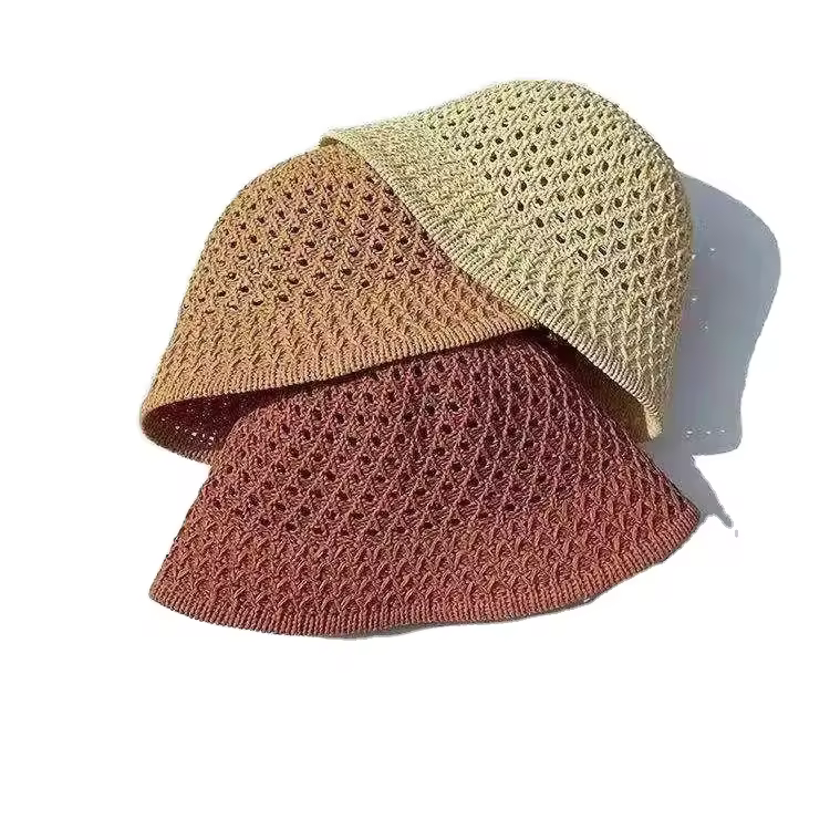 2023 New Arrival Breathable Hollow Sunshade Woven Fisherman Hat Custom Color Bucket Hats