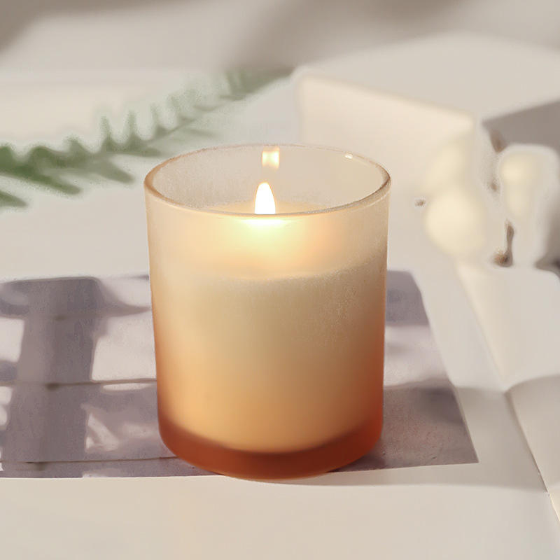 Huaming High Quality Soy Wax Frosted Glass Aromatherapy Handmade Gradient Color Crystal Scented Flower Candles