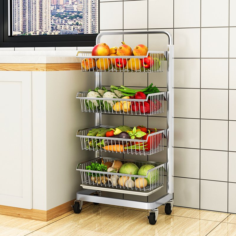 Wholesale Space Saver Multi-Layer Adjustable Floor Storage Shelf for Home Fruit & Vegetable Organization