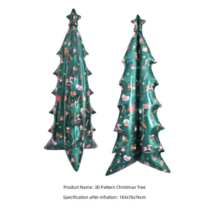 Manufacturer Direct Sales of High-Quality 183X76X76cm 3D Pattern Christmas Tree Foil Balloons