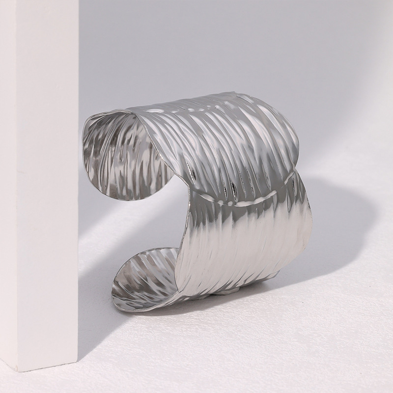 Premium Irregular Wide Steel Gold Bracelet