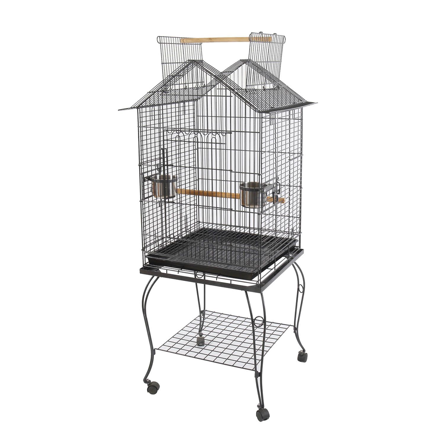 Stainless Steel with Rolling Stand Open Top Birdcages Luxury Big Bird Cages Parrot Aluminium Birdcage