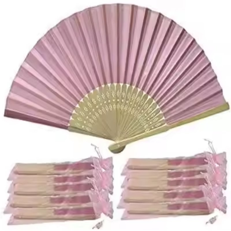 Customizable Large White Wedding Hand Fans with Logo Printing