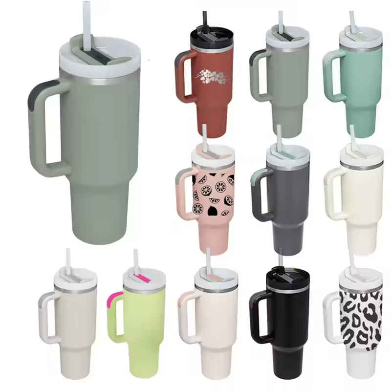 New Reusable Odm Oem 40oz Tumbler Cup With Handle And Straw Tumbler Wholesale Bulk Custom Logo Travel Mug Outdoor Minimalist