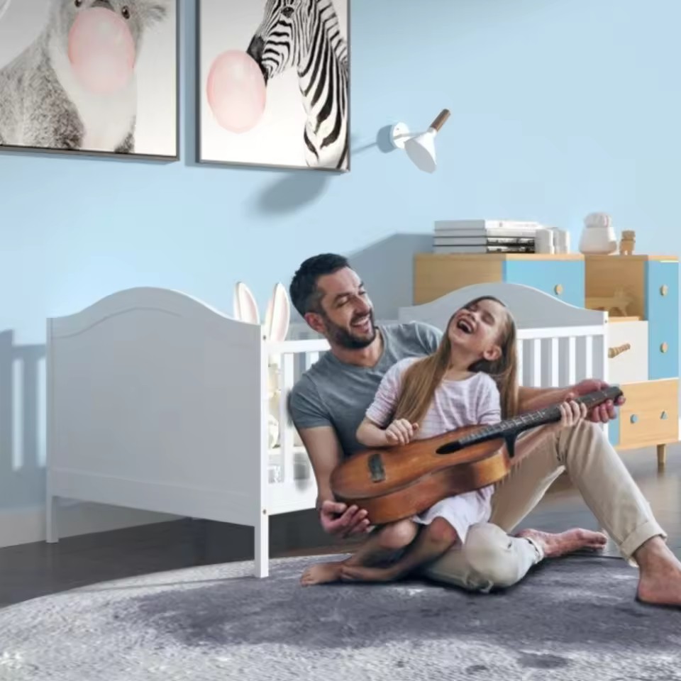 Multi-functional Baby Crib Convertible To Single Bed With Adjustable Features For Comfort And Safety