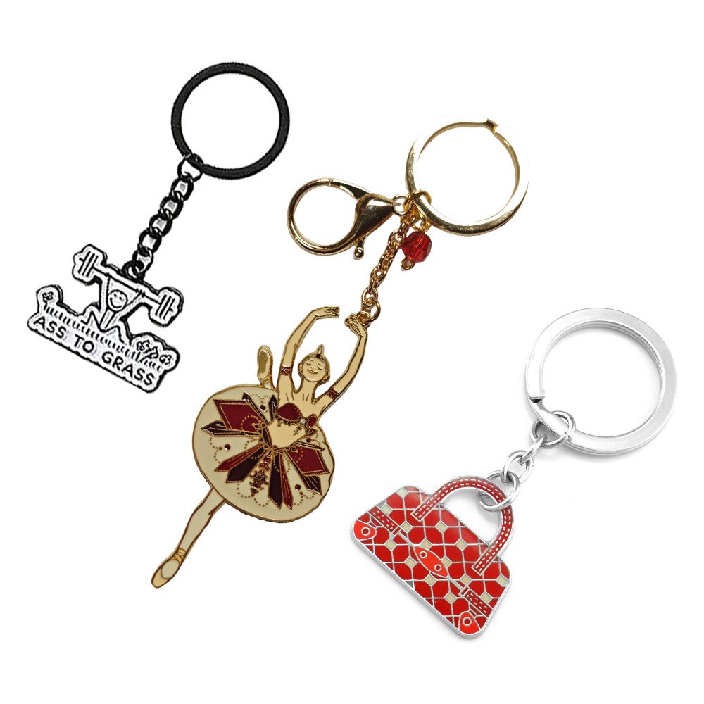 Trendy Colorful Hard Enamel Keychains with Unique Designs
