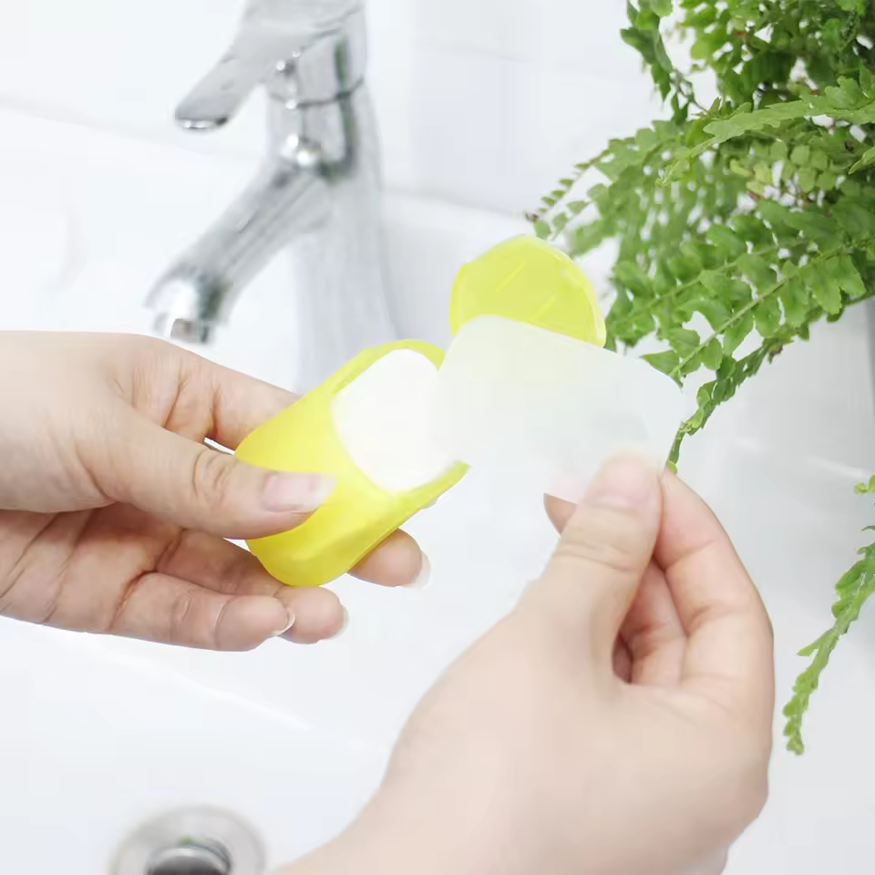 Mini Disinfecting Soap Slice Disposable Washing Hand Sheets Washing Slices Portable Toilet Bath Soap Paper